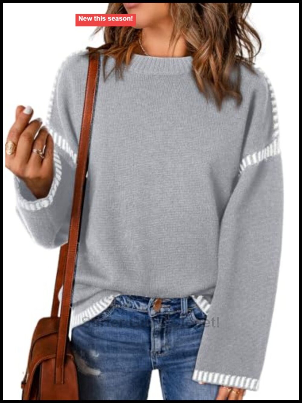 Dokotoo Oversized Crewneck Pullover Sweater Long Sleeve Loose Knit Top